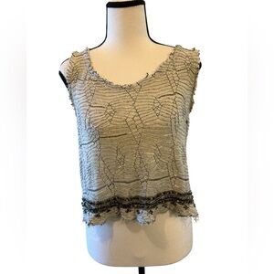 Ecote | Beige beaded boho Crop Top Size medium